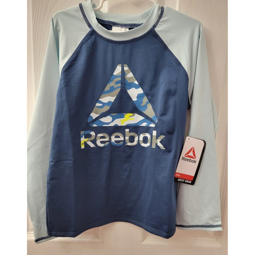Reebok Boys Swim Shirt Long Sleeve Size 6/7 Blue New with Tags